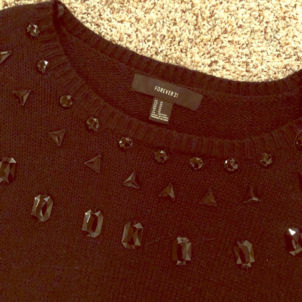 Forever 21 black sweater with black beading